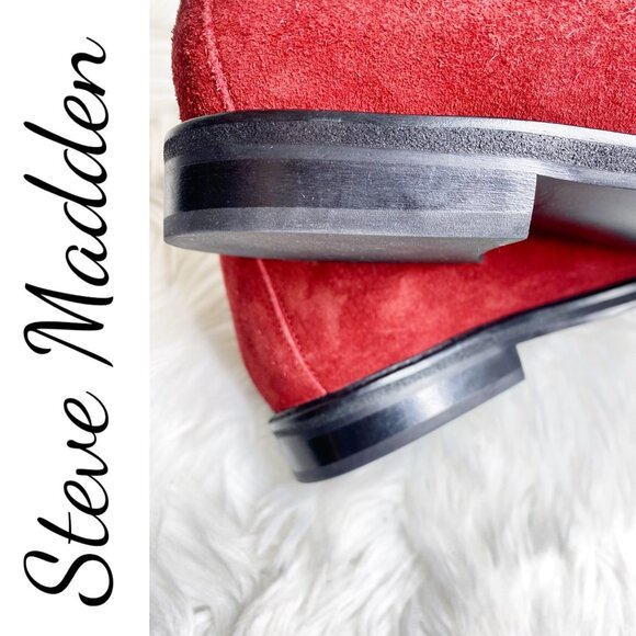 NWOB STEVE MADDEN MADISON RED SUEDE LEATHER LOAFER RESORT ELEGANT, WOMEN’S 9.5 - Picture 11 of 14